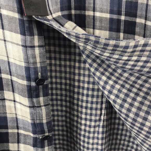 John Varvatos Star USA Plaid Reversible Regular Fit Shirt Blue Topaz Sz XXL $188 - Picture 2 of 7